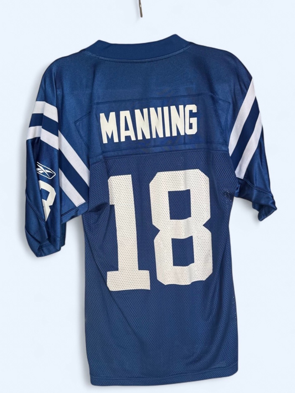 Reebok Blue Peyton Manning #18 Football Jersey with White Accents